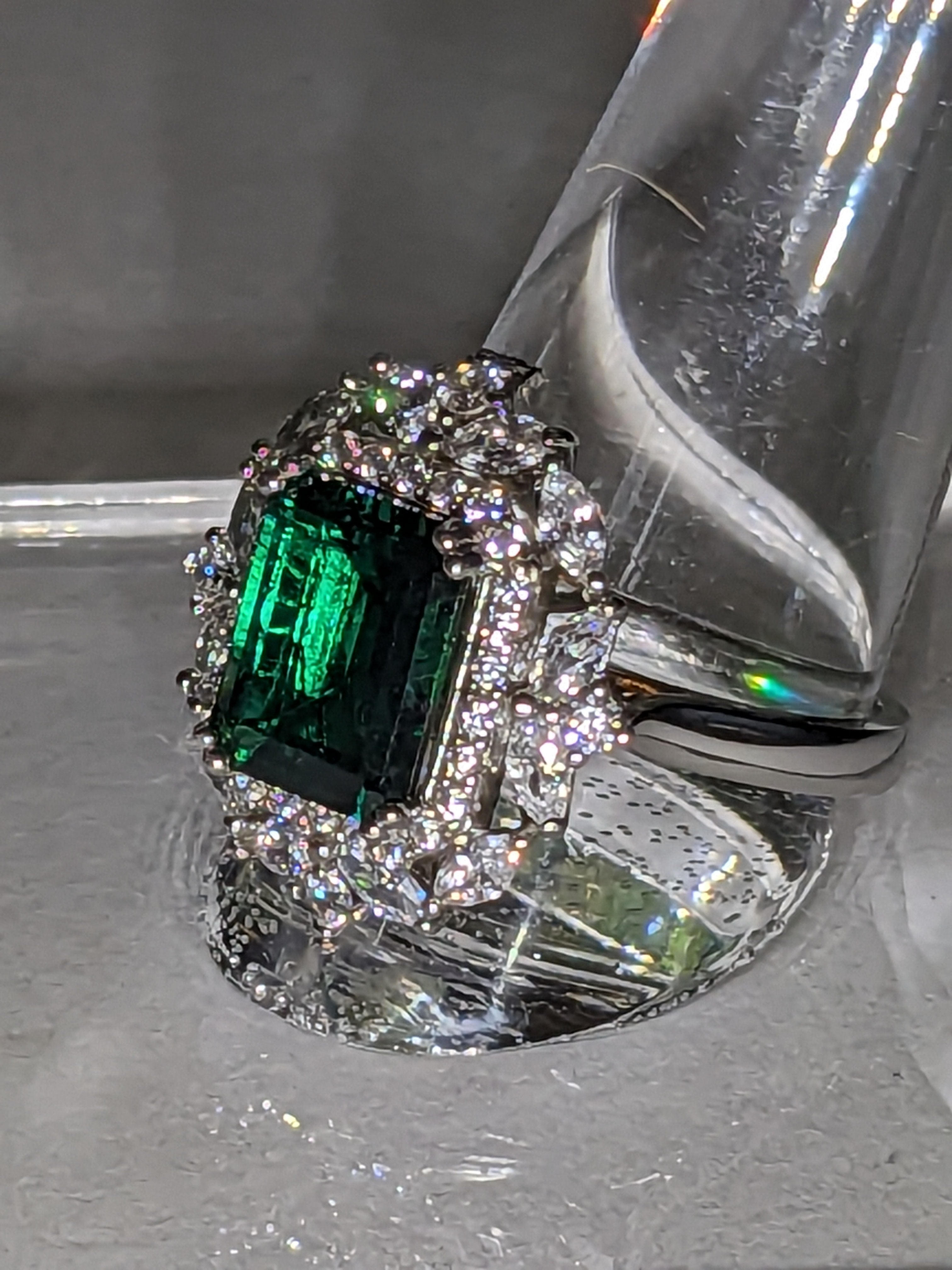 Emerald Green Lab-Grown Diamond Halo Ring