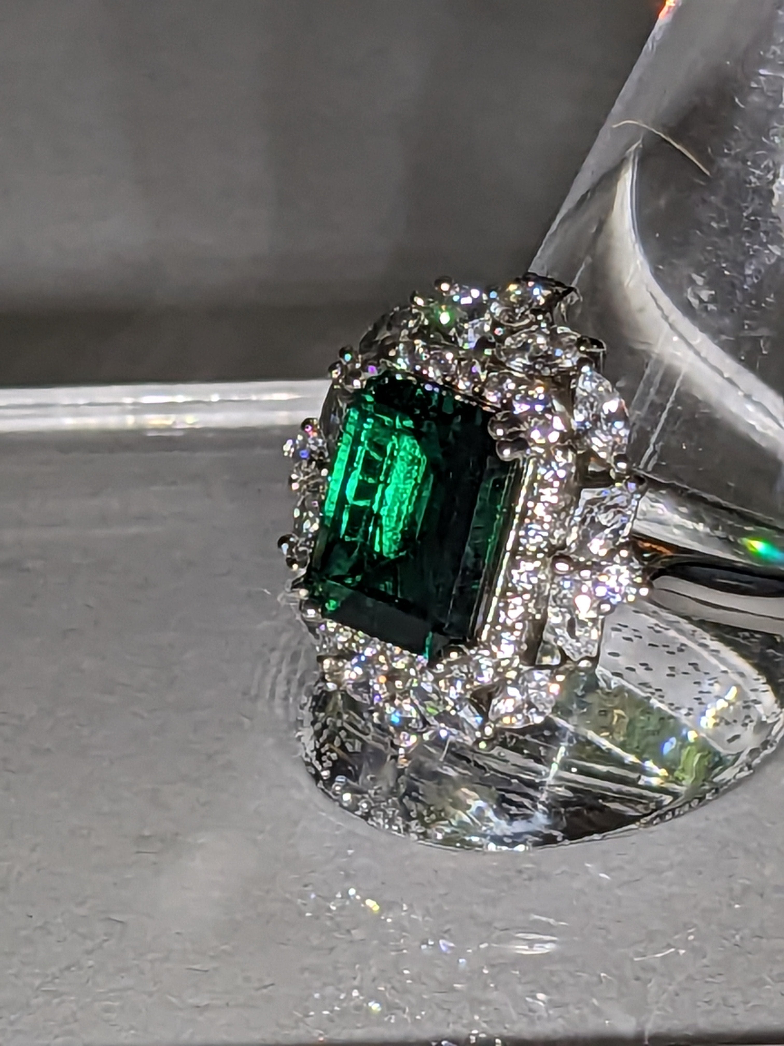 Emerald Green Lab-Grown Diamond Halo Ring