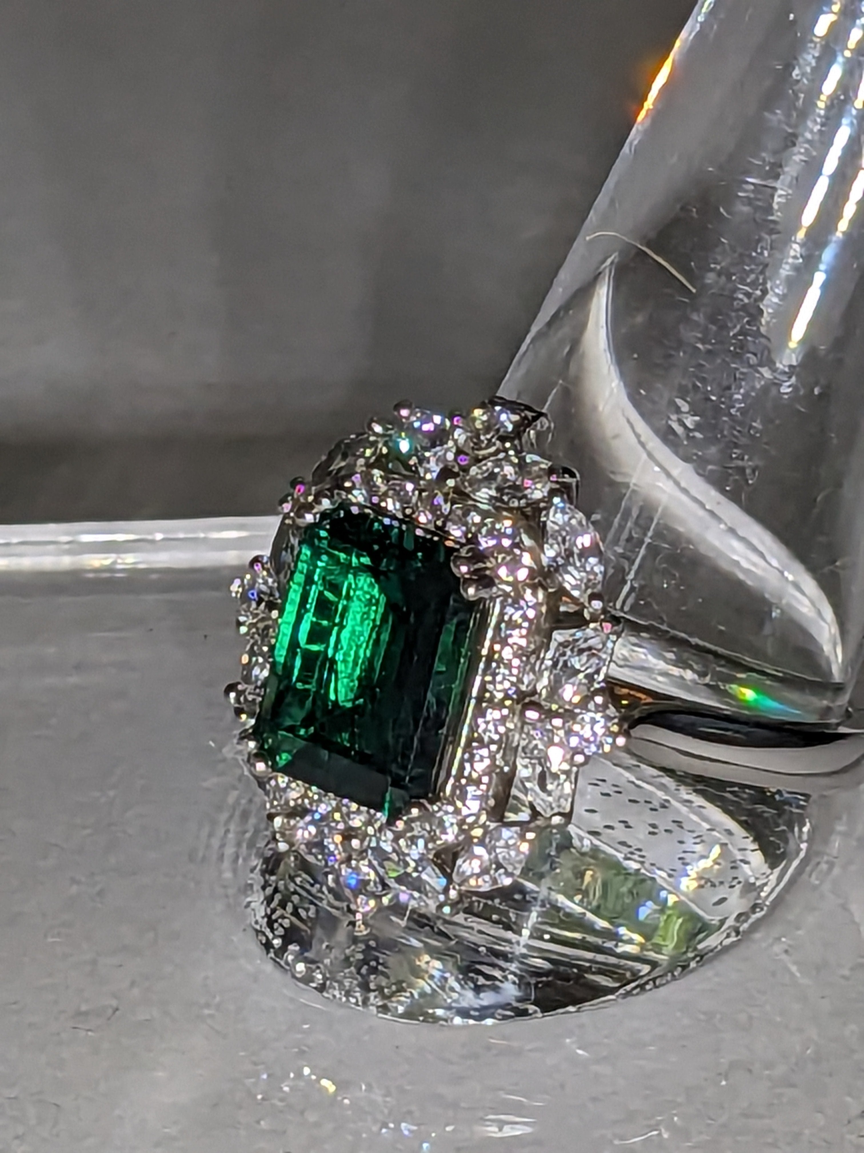 Emerald Green Lab-Grown Diamond Halo Ring