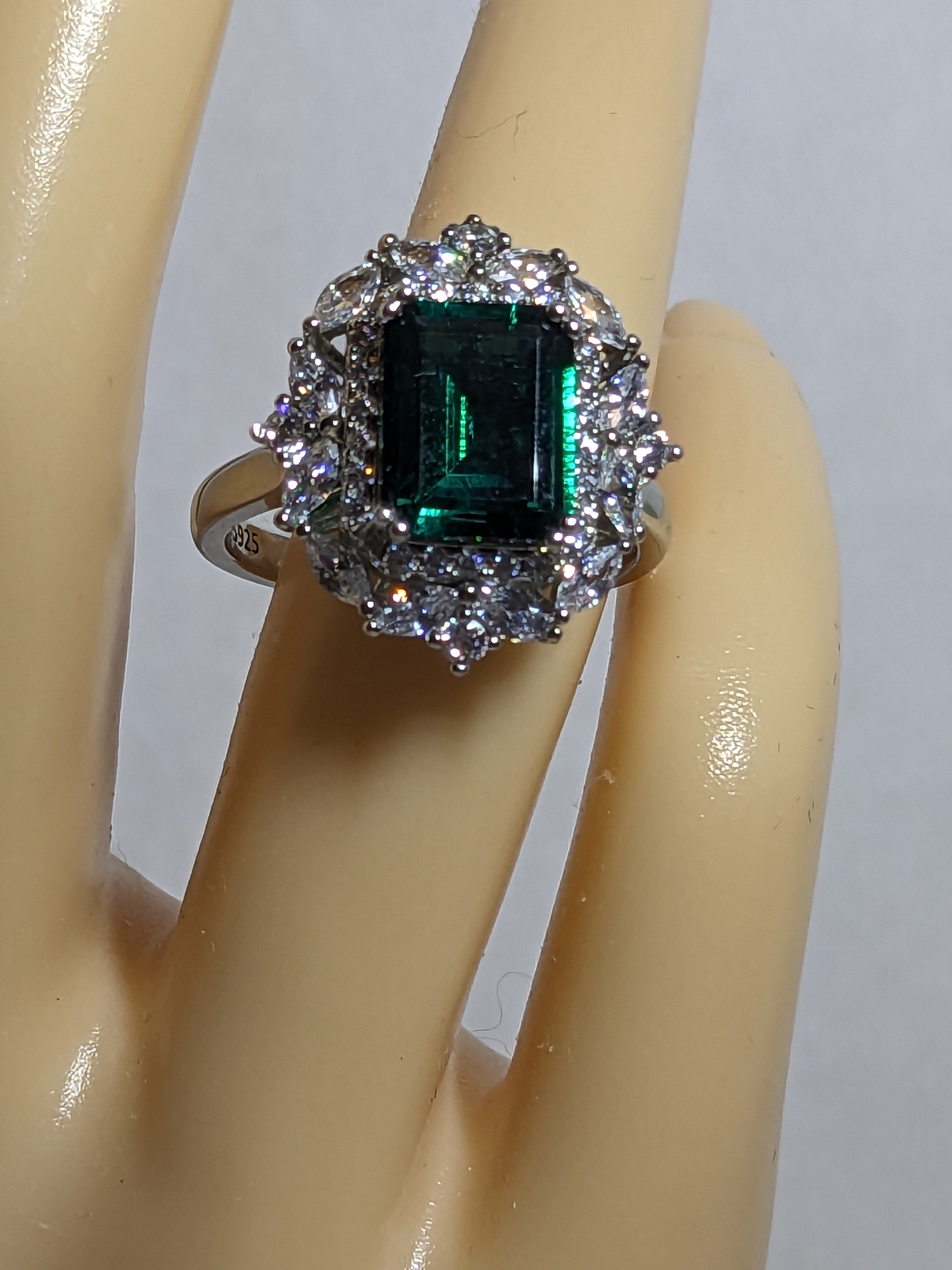 Emerald Green Lab-Grown Diamond Halo Ring