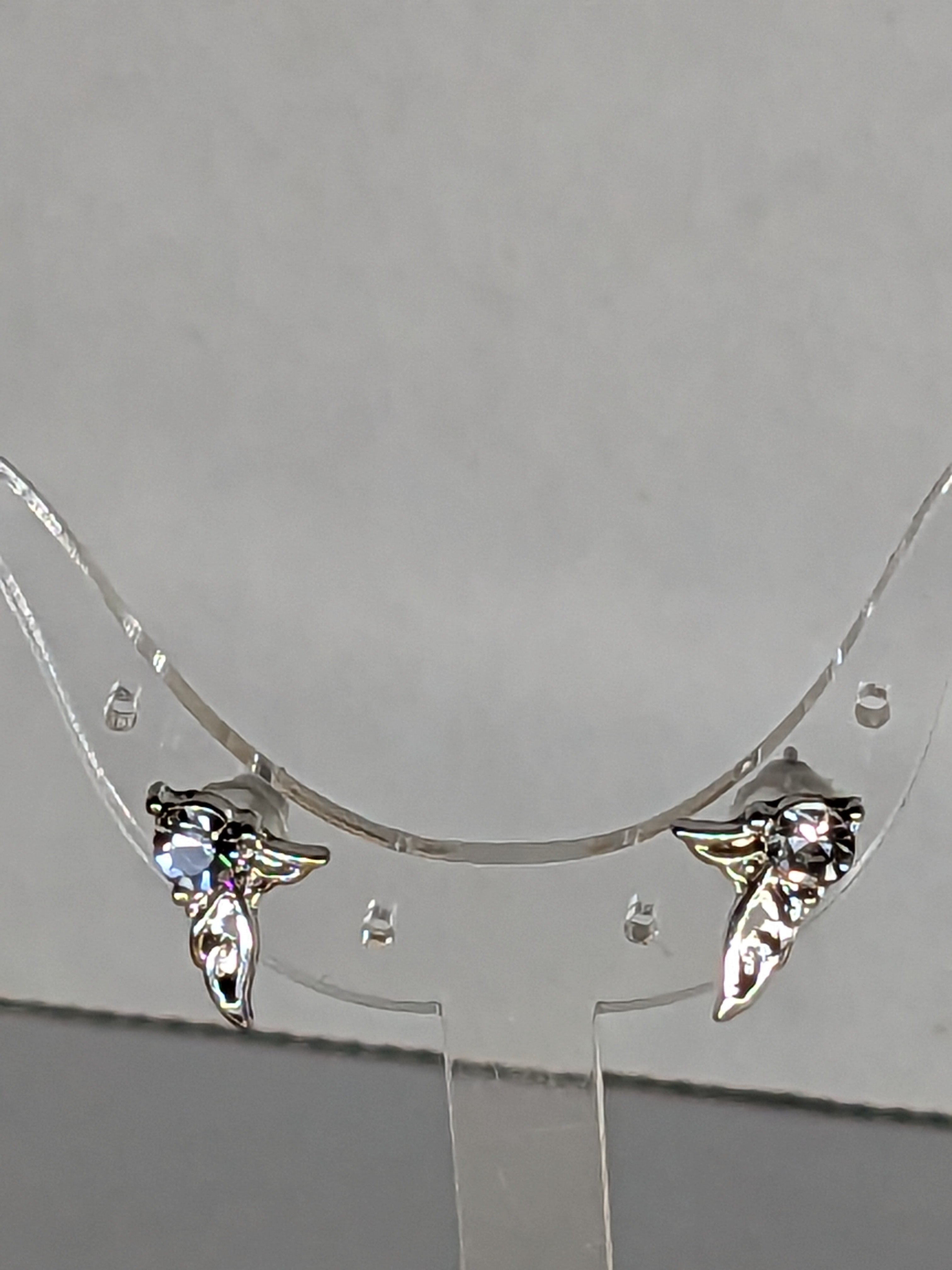 Angel WIng Stud Fashion Earrings with CZ Accent