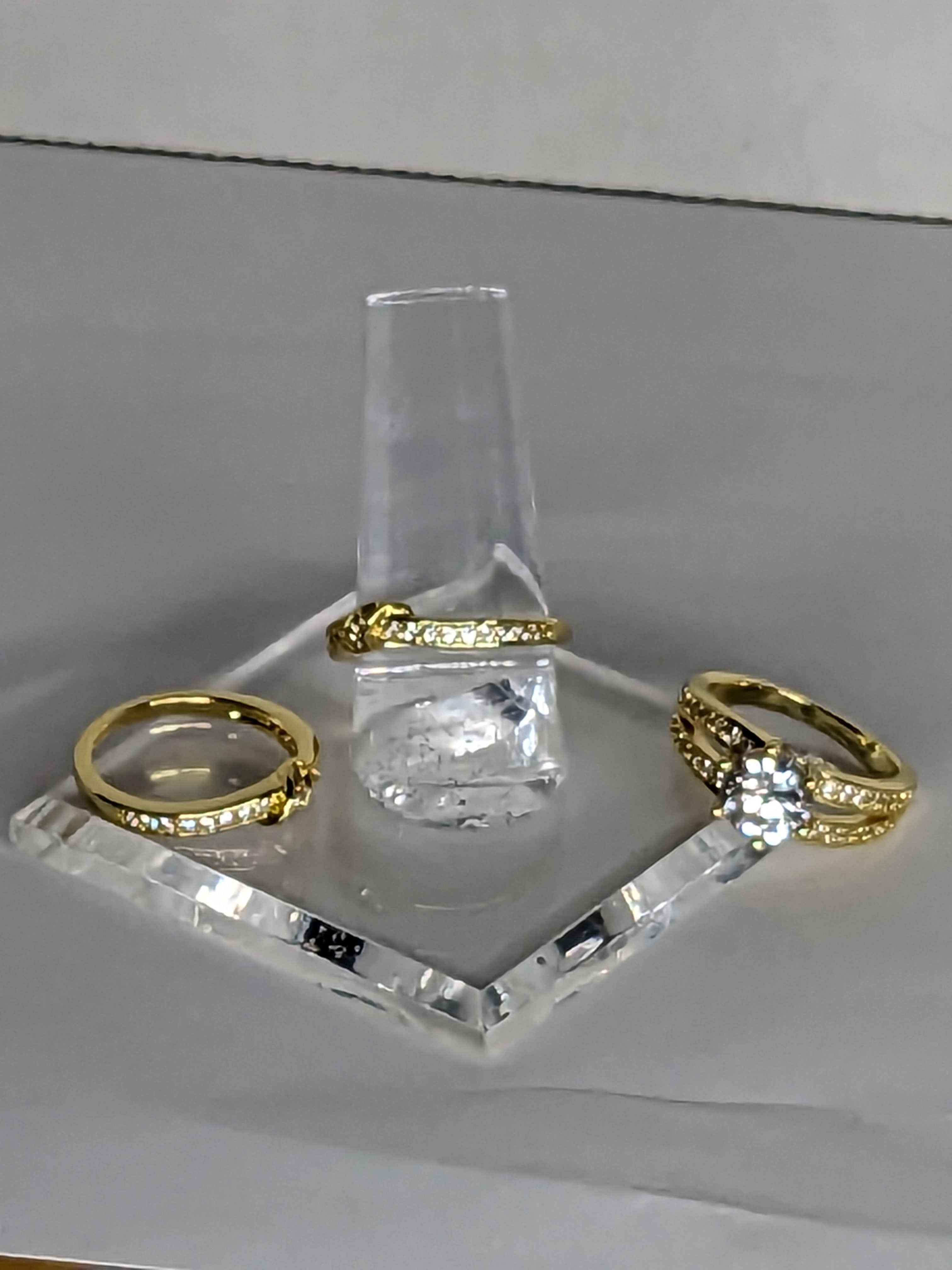 18kt Gold 3 ring Bridal Wedding Ring Set, 3.46ct CZ