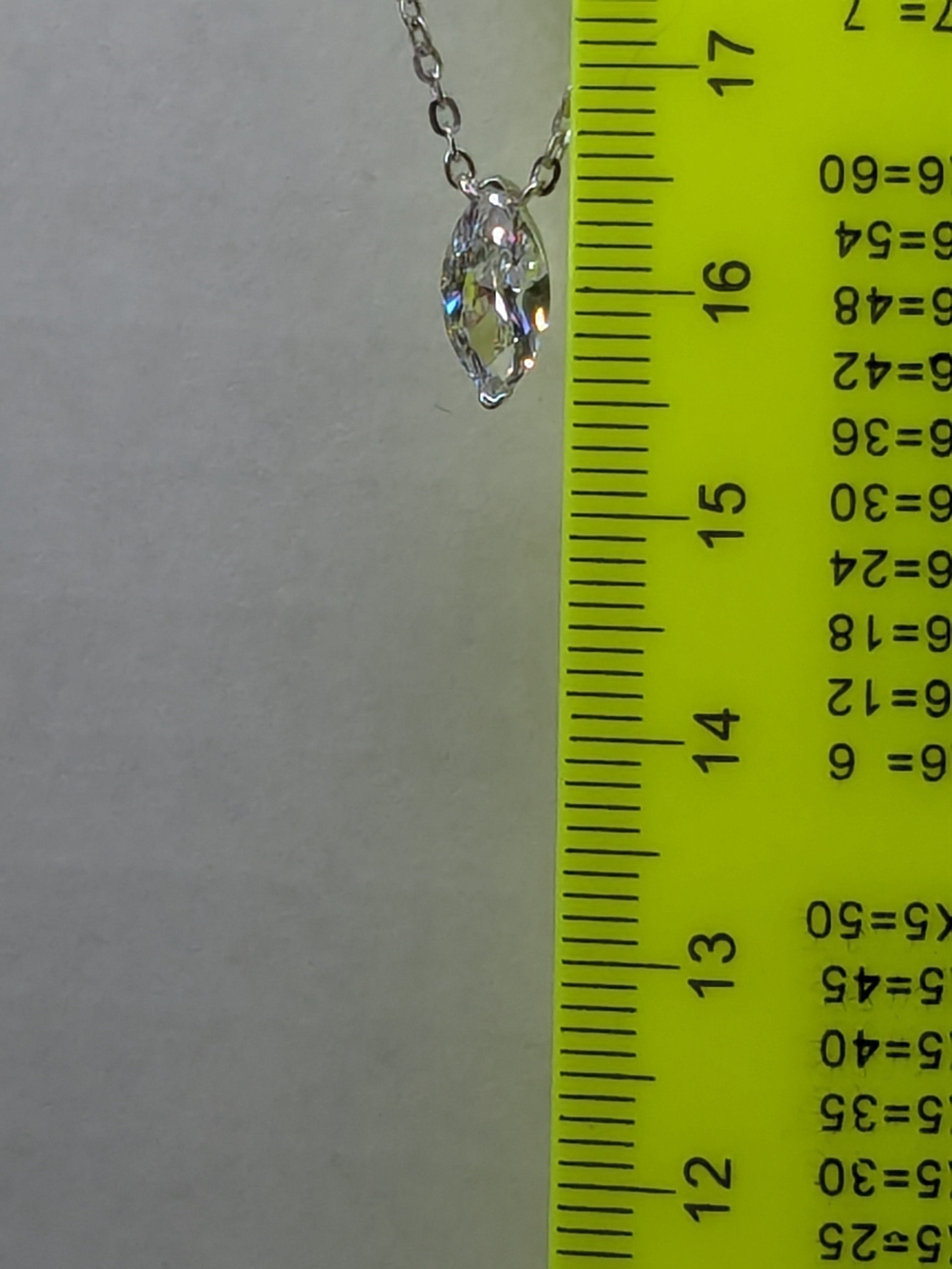 White Marquise Cut Zircon Diamond Pendant