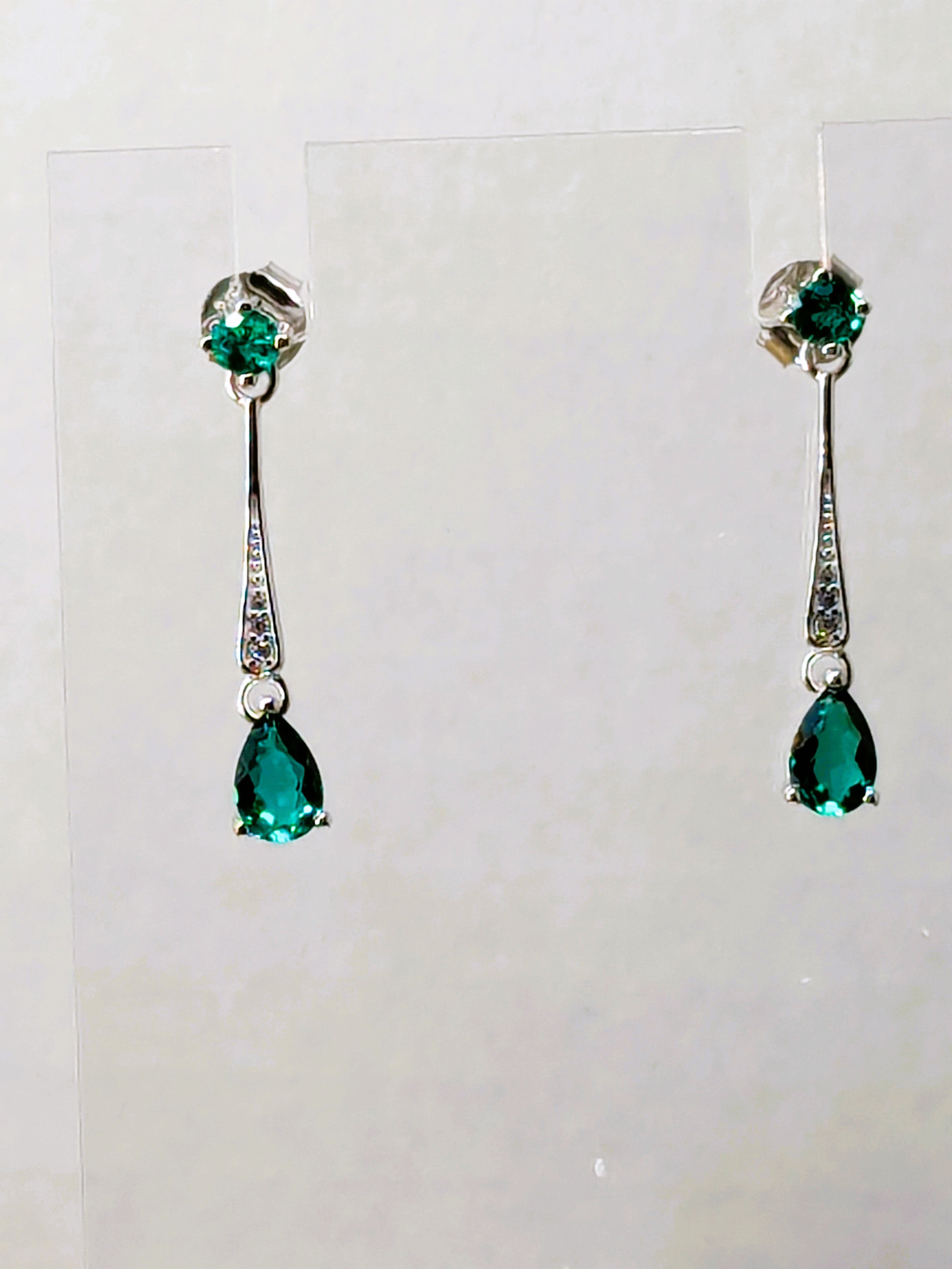 Genuine Emerald Dangle Earrings from Emerald Stud .50cttw