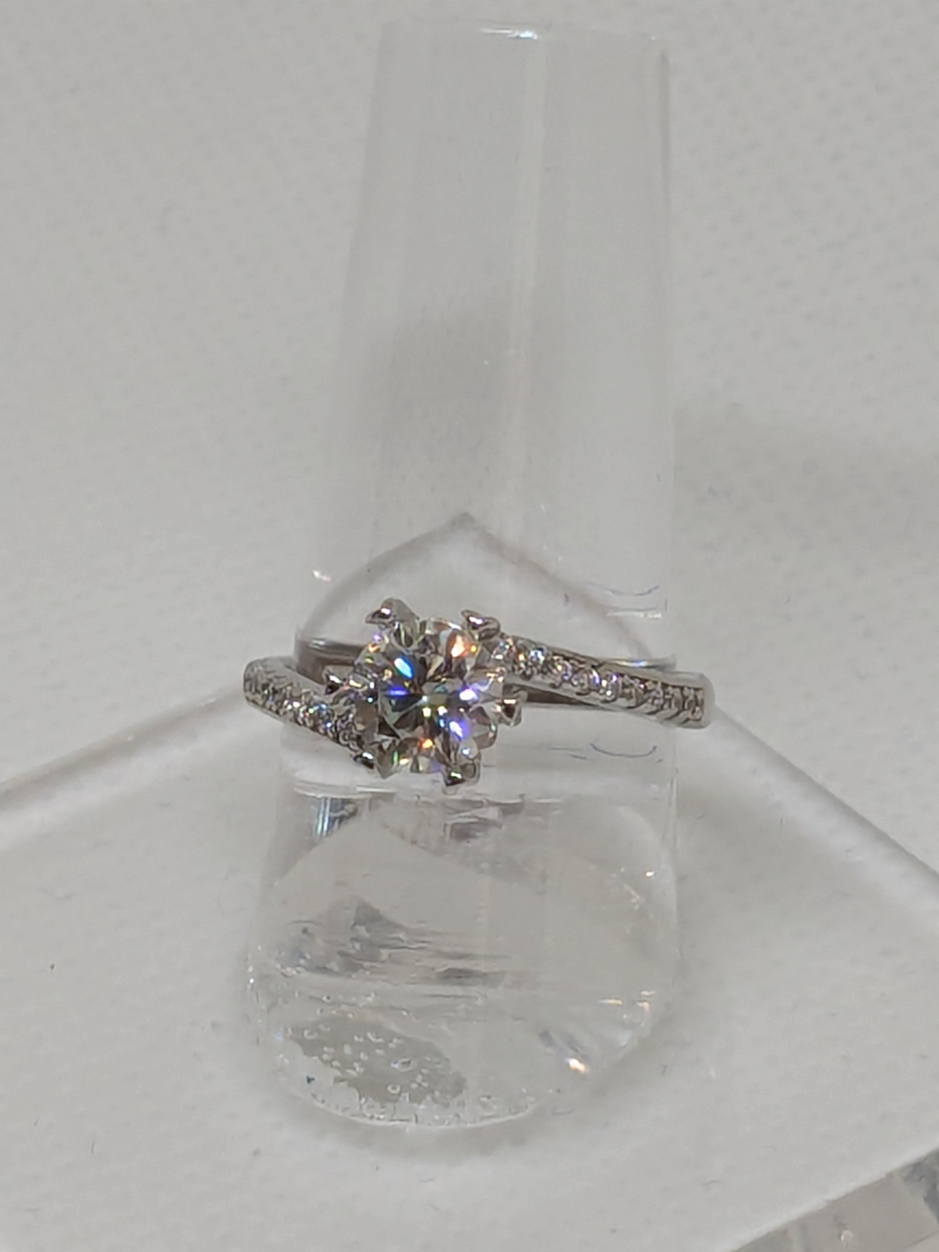 White Moissanite Solitaire 1ct Ring