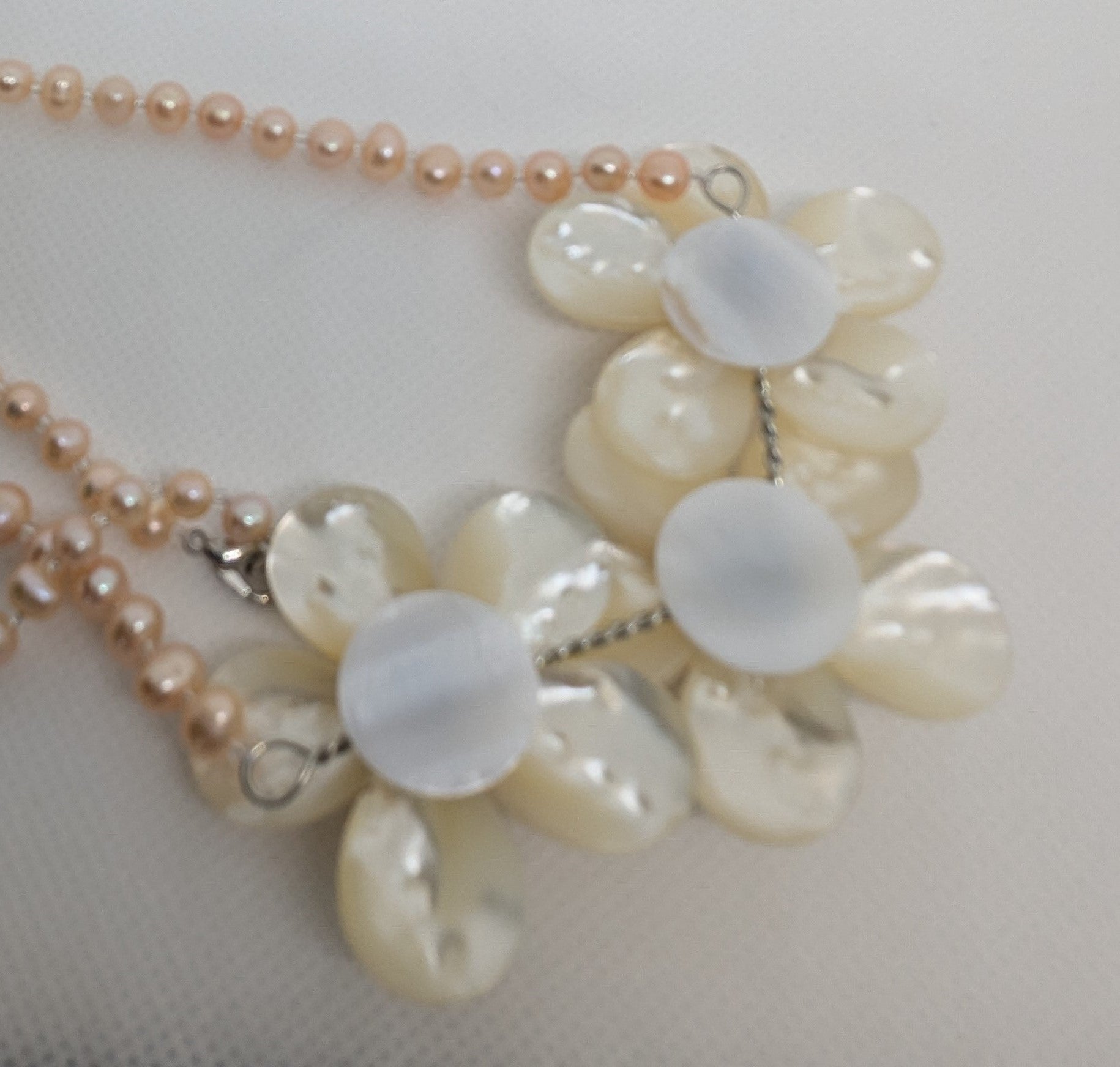 Zhuji Freshwater Pearl Strand with Mother of Pearl Shell Flower Pendant