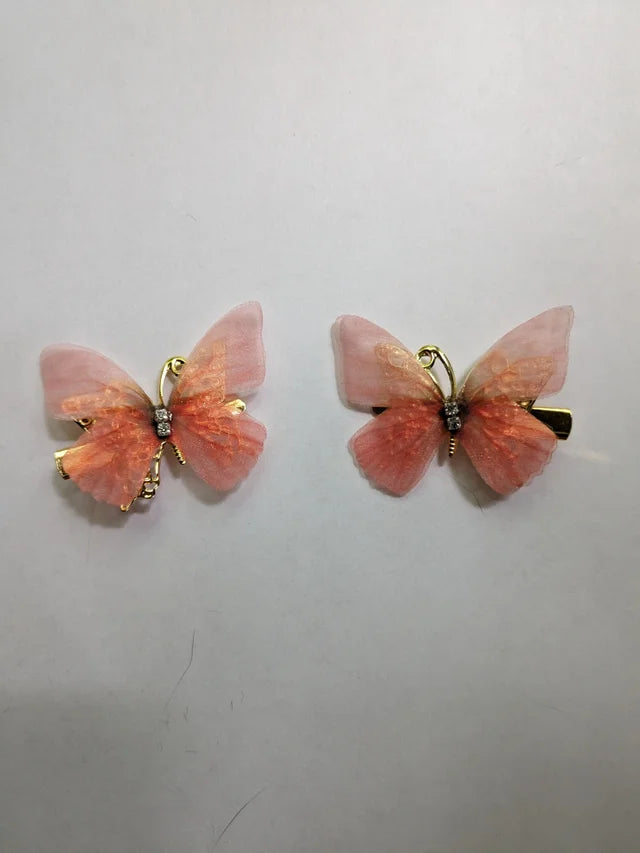 Hair Accessory Butterfly Alligator Hair Clip See through Material set of 2