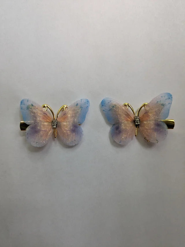 Hair Accessory Butterfly Alligator Hair Clip See through Material set of 2