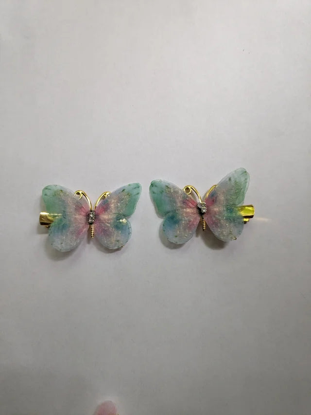 Hair Accessory Butterfly Alligator Hair Clip See through Material set of 2