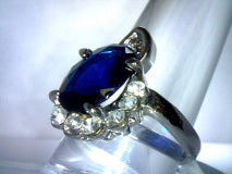 Cubic Zirconia Sapphire color Cocktail RIng 4.6ctw