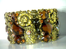 Smokey Topaz and  Rhinestone Hinged Bracelet