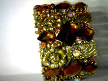 Smokey Topaz and  Rhinestone Hinged Bracelet