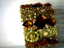 Smokey Topaz and  Rhinestone Hinged Bracelet