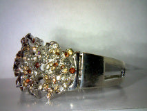 Butterfly Hinged Bracelet in Smokey Topaz and Rhinestone