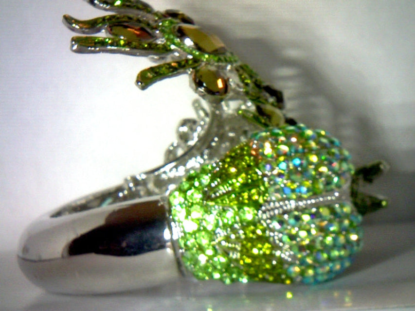 Green Swarovski Crystal Hinged Fire Bird/Phoenix Hinged Bracelet