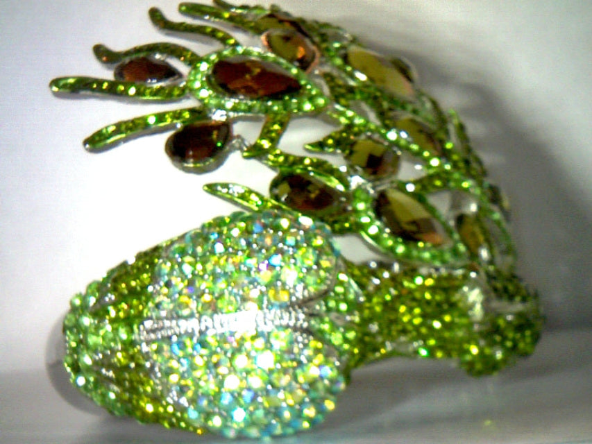 Green Swarovski Crystal Hinged Fire Bird/Phoenix Hinged Bracelet