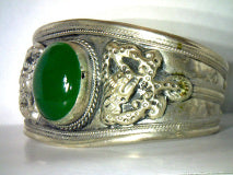 53 carat Natural Green Malachite Cabochon Cuff Bracelet