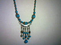 Natural Blue Turquoise Drop Dangle Necklace Southwest Styling (13.72ctw)