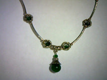 BOHO Natural Green Jade Love Knot Necklace with Drop 33ctw