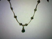 BOHO Natural Green Jade Love Knot Necklace with Drop 33ctw