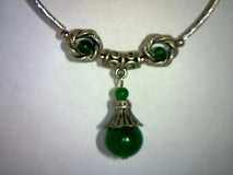 BOHO Natural Green Jade Love Knot Necklace with Drop 33ctw