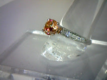 Natural Orange Padparadscha Sapphire & White Topaz Engagement Ring 1.60ct/1.9ctw