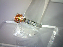 Natural Orange Padparadscha Sapphire & White Topaz Engagement Ring 1.60ct/1.9ctw