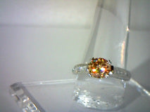 Natural Orange Padparadscha Sapphire & White Topaz Engagement Ring 1.60ct/1.9ctw