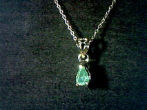 Pear Cut Light Cyan (Blue Green) Moissanite 18 inch Necklace 1.22Ct/6mmx3mm