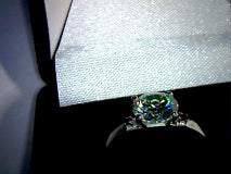 Sky Blue Round Cut Moissanite Solitaire Engagement Ring 1.58ct/6.35mm