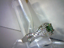 Moissanite Green Round Radiant Cut Square Engagement Ring 1.1ct/7.93mm