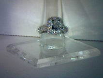 Emerald Cut Natural Zircon and Moissanite Engagement Ring 5.20ctw.