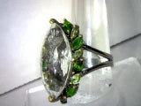 Natural 26 Carat Quartz Ring with Peridot and Chrome Diopside Accents