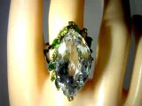 Natural 26 Carat Quartz Ring with Peridot and Chrome Diopside Accents