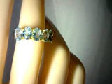 5.5 Carats Natural Blue Topaz Ring with black rhodium banding