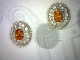 Genuine Padparadscha Red-Orange Sapphire & Topaz Post Back/Stud Earrings 6Ct T.w.