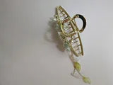 Metal Hair Claw Gold with Flower, Pearl, and removeable Tassel