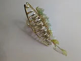 Metal Hair Claw Gold with Flower, Pearl, and removeable Tassel