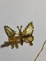 Gold tone Metal Butterfly Hair clip with detachable Tassle & faux pearls