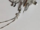 Silver Tone Metal Butterfly Hair clip with tassle and pearls