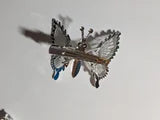 Silver Tone Metal Butterfly Hair clip with tassle and pearls