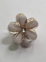 Small Metal Gold Tone Hair Claws has Flowers with Rhinestone Center