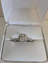 Natural Diamond Pear Shape Cluster in a Pear Halo Cocktail Ring 1/10ctw