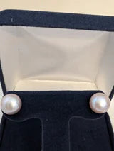 Natural Pink AA+ Cultured Pearl Earrings Post back stud 9mm 3.6ctw