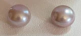 Natural Pink AA+ Cultured Pearl Earrings Post back stud 9mm 3.6ctw