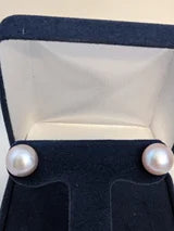 Natural Pink AA+ Cultured Pearl Earrings Post back stud 9mm 3.6ctw