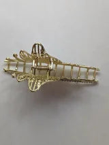 Hair Accessory Metal Hair Claw Gold Tone with Large Gold Rhinestone Butterfly