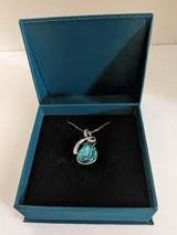 Aquamarine 8.5ct cubic zirconia necklace with Rhinestone Accents