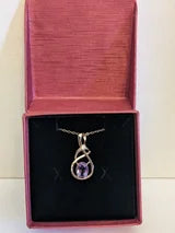 Genuine 2ct Purple Amethyst Pendant/Necklace Rose Gold with Genuine White Zircon Accents