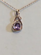 Genuine 2ct Purple Amethyst Pendant/Necklace Rose Gold with Genuine White Zircon Accents